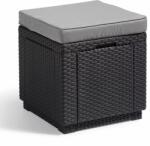 Keter Taburet tip cub cu spațiu de depozitare și pernă, grafit 213785 (408951)