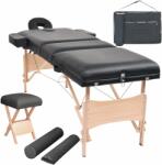 vidaXL Set taburet și masă de masaj pliabilă 3 zone negru grosime 10cm (110157)