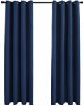  Draperii opace cu inele metalice, 2 buc, albastru, 140 x 225 cm (134451)