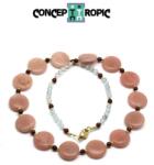  Colier din Manganocalcit Disc 15 x 5 mm - Topaz 4x4 mm - Almandin - Accesorii GF