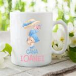 Gravolo Cana Personalizata cu Nume Fetita cu Ursulet (C651)