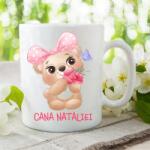 Gravolo Cana Personalizata cu Nume Ursulet Roz (C660)