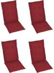 vidaXL Perne scaun cu spătar înalt, 4 buc. , roșu, 120x50x3 cm, textil (314114)