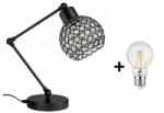 Glimex Crystal Ball asztali lámpa fekete1x E27 + ajándék LED izzó (GCB0010)