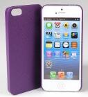 Jekod Shield bőrhatású műanyag hátlaptok kijelzővédő fóliával Apple iPhone 5, 5S, SE-hez lila*