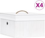 vidaXL Cutii de depozitare, 4 buc. , alb, bambus (320766)