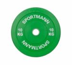 Sportmann Súlytárcsa gumírozott Bumper Plate SPORTMANN 10kg/51mm- Zöld Súlytárcsa