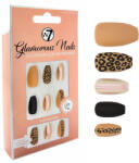 W7 Kit 24 Unghii False W7 Glamorous Nails, Jungle Jingle, cu adeziv inclus si pila de unghii