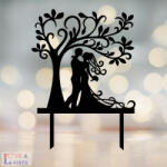 Love & Lights Menyasszony vőlegény fa alatt mintás esküvői tortadísz