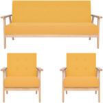 vidaXL Set de canapele, 3 piese, galben, material textil (279147) Canapea