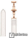  Okosóra szíj - FEHÉR / ROSE GOLD - valódi bőr, pillangó csat, 120mm + 80mm hosszú, 22mm széles - SAMSUNG Galaxy Watch 46mm / Watch GT2 46mm / Watch GT 2e / Galaxy Watch3 45mm / Honor MagicWatch 2 46mm