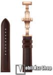  Okosóra szíj - ROSE GOLD / KÁVÉBARNA - valódi bőr, pillangó csat, 120mm + 80mm hosszú, 22mm széles - SAMSUNG Galaxy Watch 46mm / Watch GT2 46mm / Watch GT 2e / Galaxy Watch3 45mm / Honor MagicWatch 2 