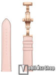  Okosóra szíj - RÓZSASZÍN / ROSE GOLD - valódi bőr, pillangó csat, 120mm + 80mm hosszú, 22mm széles - SAMSUNG Galaxy Watch 46mm / Watch GT2 46mm / Watch GT 2e / Galaxy Watch3 45mm / Honor MagicWatch 2 
