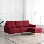 vidaXL Canapea cu 3 locuri și taburet, roșu vin, material textil (288730) Canapea