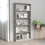 vidaXL Bibliotecă cu 5 rafturi, gri beton, 80 x 24 x 175 cm, PAL (800922) Biblioteca