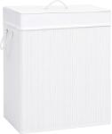 vidaXL Coș de rufe din bambus cu 2 secțiuni, alb, 100 L (320744)