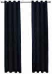  Draperii opace cu inele, 2 buc. , negru, 140 x 175 cm, catifea (134488)