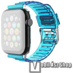  Okosóra szíj - szilikon - ÁTTETSZŐ KÉK - 120mm+80mm hosszú, 22mm széles - SAMSUNG Galaxy Watch 46mm / Watch GT2 46mm / Watch GT 2e / Galaxy Watch3 45mm / Honor MagicWatch 2 46mm