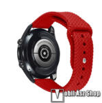  Okosóra szíj - szilikon, fonott mintás - PIROS - 160mm-től 200mm-es méretű csuklóig ajánlott, 95mm + 115mm hosszú, 22mm széles - SAMSUNG Galaxy Watch 46mm / Watch GT2 46mm / Watch GT 2e / Galaxy Watch