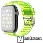  Okosóra szíj - szilikon - ÁTTETSZŐ ZÖLD - 120mm+80mm hosszú, 20mm széles - SAMSUNG Galaxy Watch 42mm / Amazfit GTS / Galaxy Watch3 41mm / HUAWEI Watch GT 2 42mm / Galaxy Watch Active / Active 2