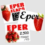  Eper eladó tábla matrica többféle méretben és kiszerelésben kitölthető, változtatható árjelzővel