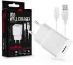 Maxlife MXTC-01 5W hálózati töltő adapter + USB/microUSB kábel 1m - fehér