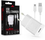 Maxlife MXTC-01 10W hálózati töltő adapter + USB/Type-C kábel 1m - fehér
