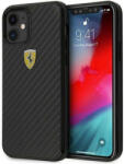 Ferrari FERCAHCP12SBK iPhone 12 mini 5, 4" fekete kemény tok On Track Valódi Carbon telefontok