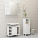 vidaXL Set mobilier de baie, 3 piese, alb extralucios, lemn prelucrat (3056949)