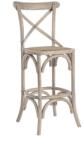 Bizzotto Scaun de bar din lemn gri cu sezut din rattan Cross 50 cm x 52 cm x 118 h x 73 h1 (0743231)