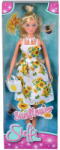 Simba Toys Papusa steffi cu rochita alba cu imprimeu floarea soarelui (105733476_ROCHIEALBA) - bekid