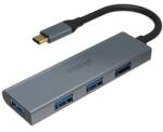Akasa Hub USB Akasa cu 4 porturi USB 3.0, aluminiu, Type C Plug, AK-CBCA25-18BK