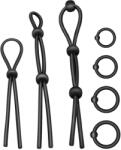 Addicted Toys Flexible Silicone Cock Ring Set 7 Pieces Black