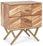 Bizzotto Noptiera cu 2 sertare din lemn maro si picioare din fier auriu Raida 50 cm x 35 cm x 55 h (0746800)