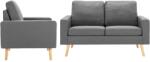 vidaXL Set de canapele, 2 piese, gri deschis, material textil (3056614) Canapea