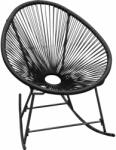 vidaXL Scaun balansoar de exterior, negru, poliratan (42073) Balansoar