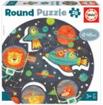 Educa Puzzle rotund pentru cei mici rotund The Space Round Educa animalele în spațiu 28 piese 48 cm diametru od 3 ani (EDU18908) Puzzle