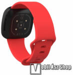  Okosóra szíj - szilikon - PIROS - 143mm + 100mm hosszú, 23mm széles, L-es méret - Fitbit Versa 4 / Versa 3 / Sense / Sense 2