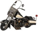 Clayre & Eef Macheta Motocicleta Retro din metal negru alb Police 58 cm x 23 cm x 38 h (5Y0931)