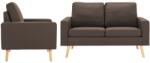 vidaXL Set de canapele, 2 piese, maro, material textil (3056616) Canapea