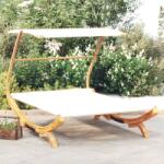 vidaXL Pat de exterior cu baldachin, crem, 165x203x138 cm, lemn masiv (313951)