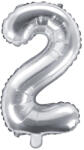 PartyDeco 2. szám, fólia lufi, 35 cm, ezüst