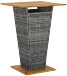 vidaXL Masă de bar, gri, 80x80x110 cm, poliratan/lemn masiv acacia (313466)