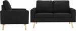 vidaXL Set de canapele, 2 piese, negru, material textil (3056623) Canapea