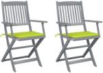 vidaXL Scaune pliabile de exterior cu perne, 2 buc. , lemn masiv acacia (3064493) - vidaxl