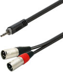 Soundsation GL-JSm2XM3 - Szimmetrikus Y-adapter kábel: 3.5mm Jack papa SZTEREO - 2xXLR 3pólusú papa / 3m - R418R