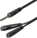Soundsation GL-JS2JSF02 - Y-adapter kábel: 6.3mm Jack papa SZTEREO - 2x6.3mm Jack mama SZTEREO / 0.2m - R419R