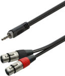 Soundsation GL-JSM2XF3 - Szimmetrikus Y-adapter kábel: 3.5mm Jack papa SZTEREO - 2xXLR 3pólusú mama / 3m - R416R