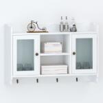 vidaXL Dulap de perete din MDF alb, raft prezentare pentru cărți/DVD (242435) Raft