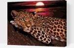  Festés számok szerint - Leopárd naplementénél Méret: 40x50cm, Keretezés: Keret nélkül (csak a vászon)
